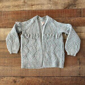 Cat & Jack girls ballon sleeve chunky knit pink and blue cardigan - XS (4-5)